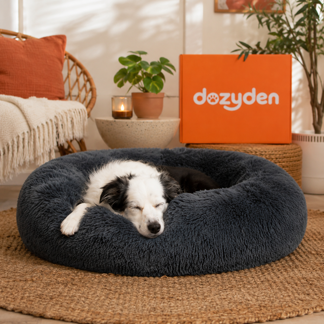 DozyDen Calm Cloud dog bed in gradient rose color